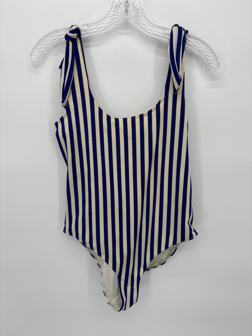 & Other Stories Blue & White Striped Tie-Shoulder One-Piece Swimsuit Size US 10